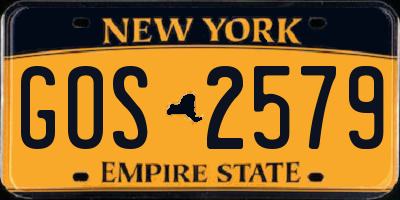 NY license plate GOS2579