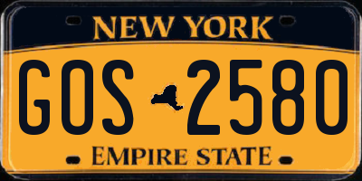 NY license plate GOS2580