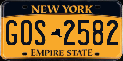 NY license plate GOS2582