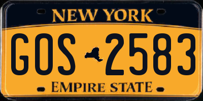 NY license plate GOS2583