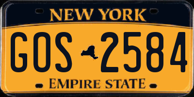 NY license plate GOS2584