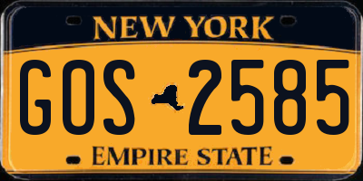 NY license plate GOS2585