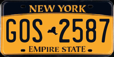 NY license plate GOS2587