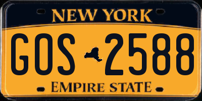 NY license plate GOS2588
