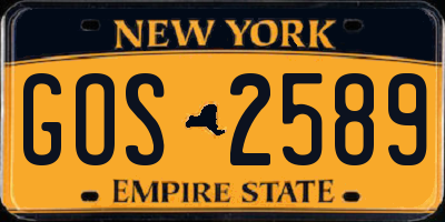 NY license plate GOS2589