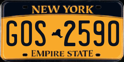 NY license plate GOS2590