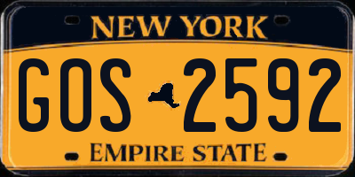 NY license plate GOS2592