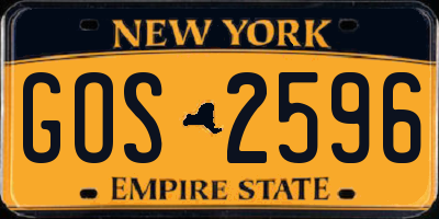 NY license plate GOS2596