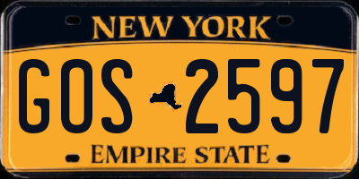 NY license plate GOS2597