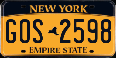 NY license plate GOS2598