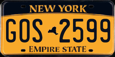 NY license plate GOS2599