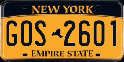 NY license plate GOS2601