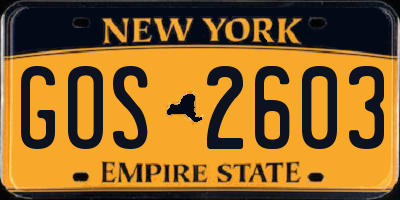 NY license plate GOS2603
