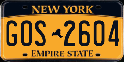 NY license plate GOS2604