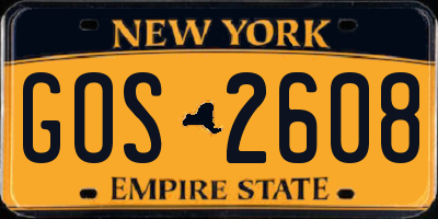 NY license plate GOS2608