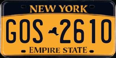 NY license plate GOS2610