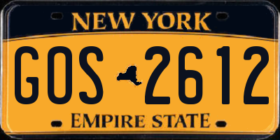 NY license plate GOS2612