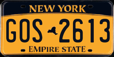 NY license plate GOS2613