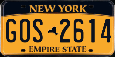NY license plate GOS2614