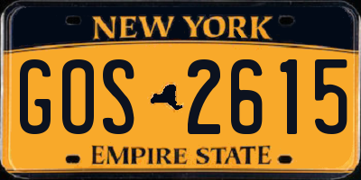 NY license plate GOS2615