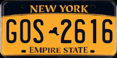 NY license plate GOS2616