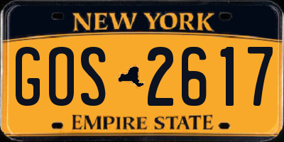NY license plate GOS2617