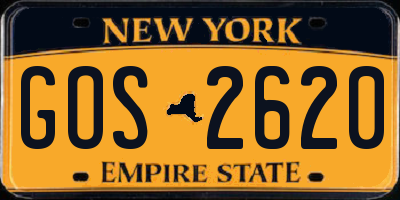 NY license plate GOS2620