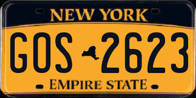 NY license plate GOS2623