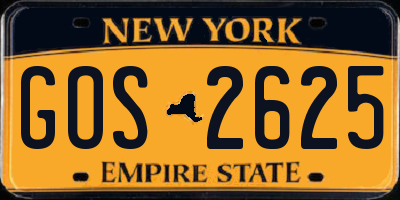 NY license plate GOS2625
