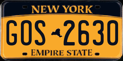 NY license plate GOS2630