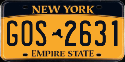 NY license plate GOS2631