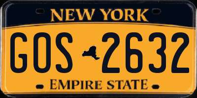 NY license plate GOS2632
