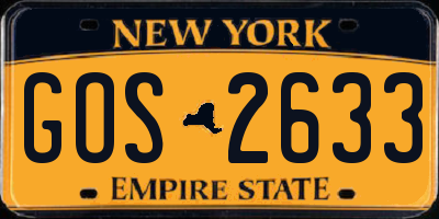 NY license plate GOS2633