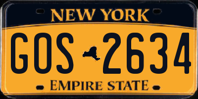 NY license plate GOS2634