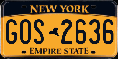 NY license plate GOS2636