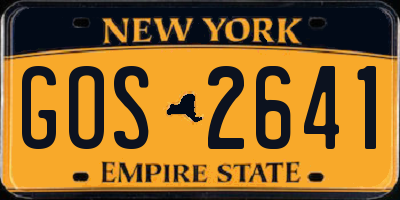 NY license plate GOS2641