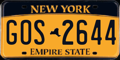 NY license plate GOS2644