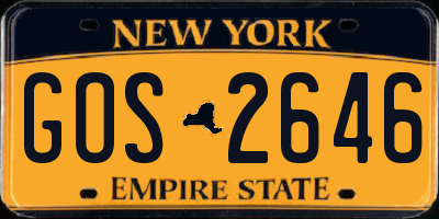 NY license plate GOS2646