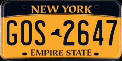 NY license plate GOS2647