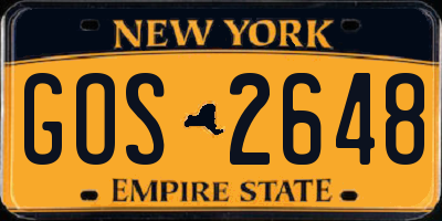NY license plate GOS2648
