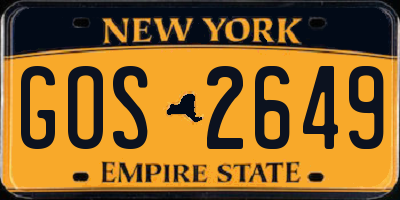 NY license plate GOS2649