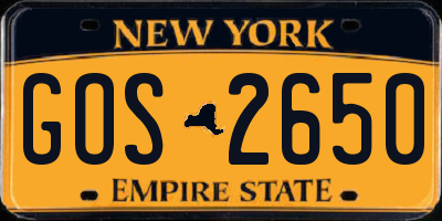 NY license plate GOS2650