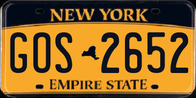 NY license plate GOS2652