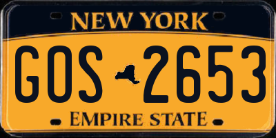 NY license plate GOS2653