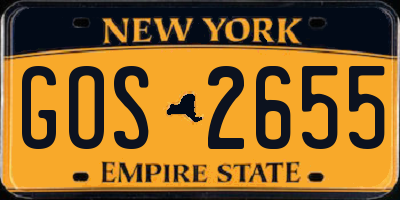 NY license plate GOS2655