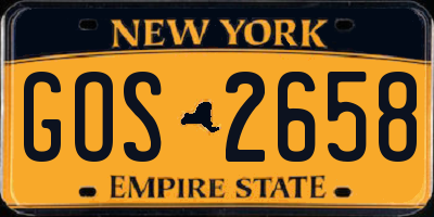 NY license plate GOS2658