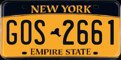 NY license plate GOS2661