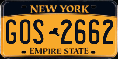 NY license plate GOS2662