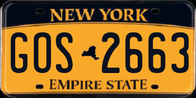 NY license plate GOS2663