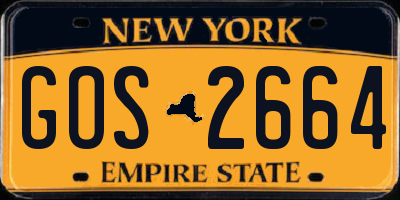 NY license plate GOS2664